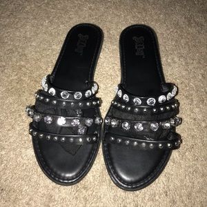Jeweled Black Sandals